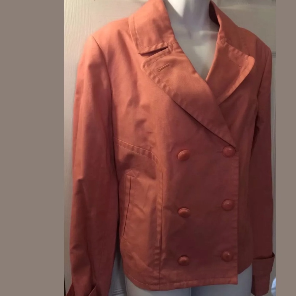 New TALBOTS Jackie Fit Jacket Coat Pink Blush Double Breasted Pockets Lined Knit